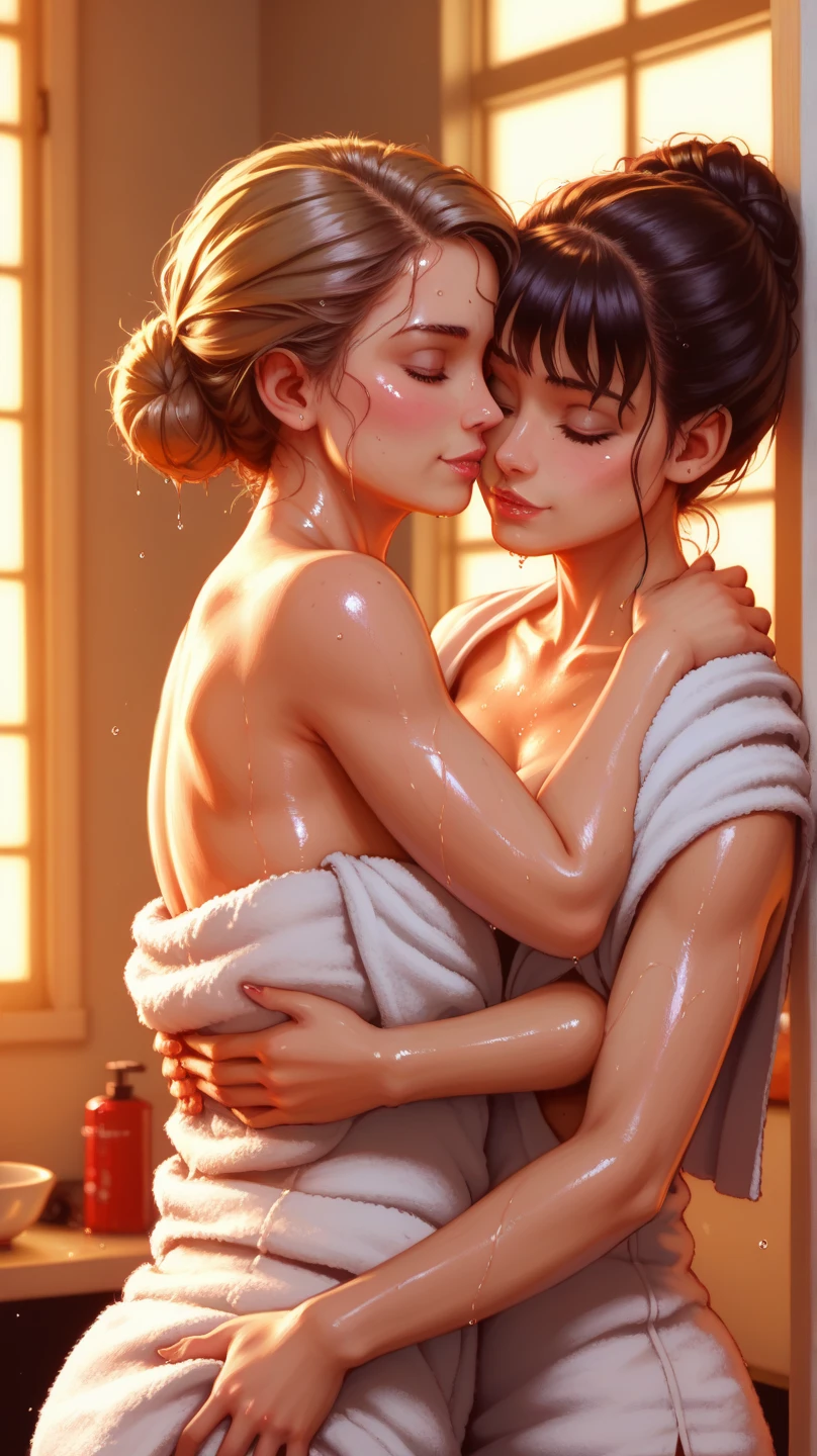 beautiful horny hijab indonesian lesbian girl,mom and teen,in bathroom,naked,shower together,rubbing pussy,looking to camera,kiss on breast,looking to the viewer