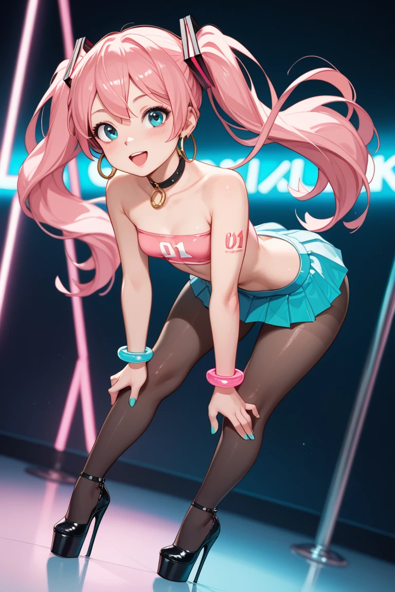 (patterned distant backgrounid:1.4),(1girl:1.2), Best quality,(lower body bulge:1.2),(Ruffles),fanciful pink cyan room, (Surrounded by lines), Sexy big ass,Erotic swimwear,Fiddling with sexy ass,The kinky is exposed ,Protruding posteriorly