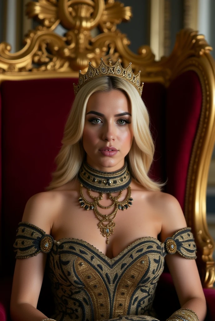 (masterpiece:1.2), (best quality,:1.2), 8k, HDR, ultra detailed, ((photorealistic)), professional light, cinematic lighting, fashion photography, ambient lighting, ((perfect hands)), <lora:detail_slider_v4:2.5>, Sophia, <lora:Sophia-10:1>, earrings, upper body shot, dark makeup, wearing an intricate robe, belt, crown, cape, necklace, FanRo, <lora:FantasyRobes-10:0.7>, ((perfect hands)), epiCPhoto