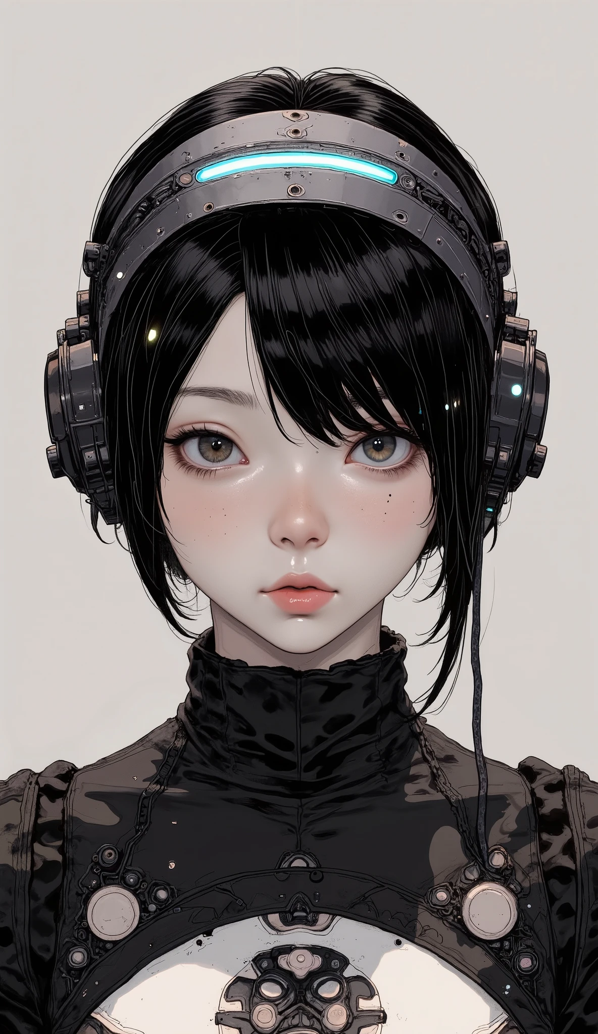 close-up of a woman in a futuristic suit wearing a helmet, cyborg girl, hajime Empty Mountain designed girl, hajime Empty Mountain style, by hajime Empty Mountain, cyborg girl, Empty Mountain, inspired by hajime Empty Mountain, cyborg woman, Beautiful girl cyborg, futuristic robot , style of hajime Empty Mountain
