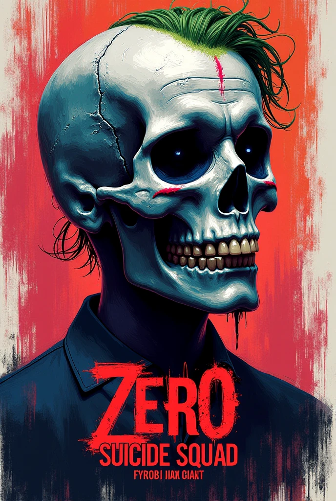 Joker style painted skull background with GILDA text on top. in the center the text ZERO SUICIDE SQUAD. in basso il testo WILD RIFT. all with bright colors