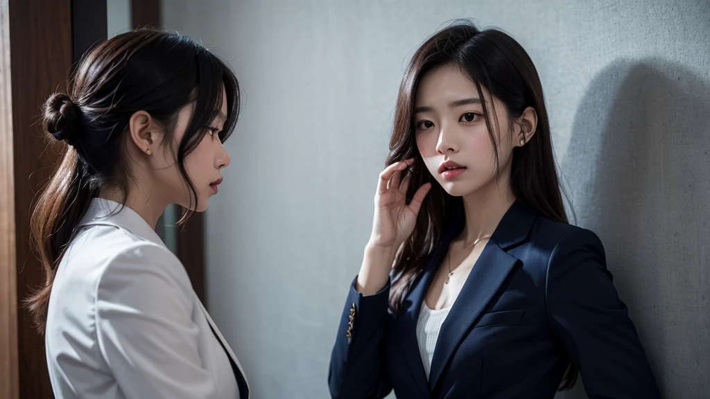 A woman investigating、A woman wearing a suit、Boy Painting、4K、((Masterpiece))、(Delicate)