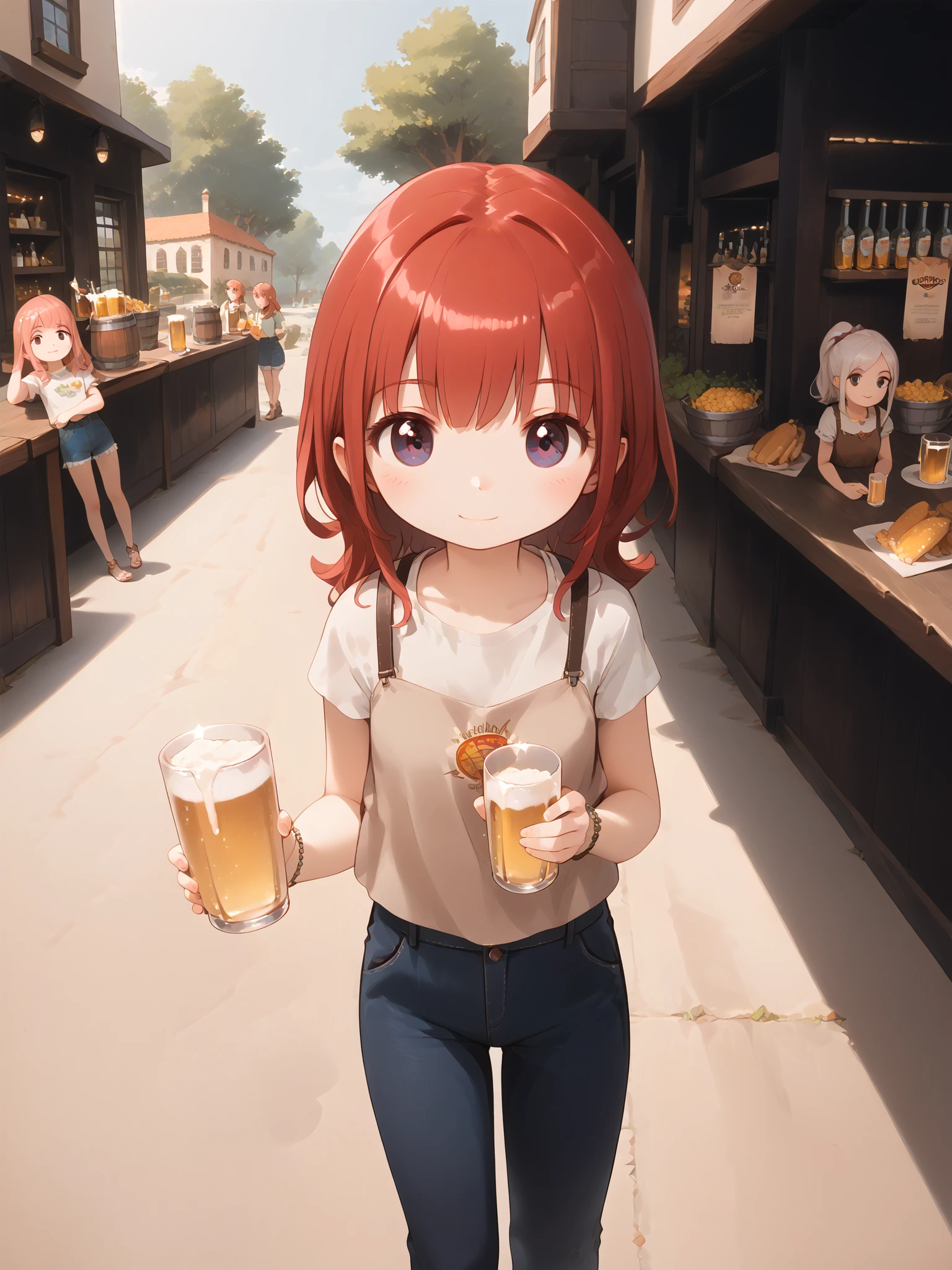 Masterpiece, Best quality, High Details, 1girl, a cup of beer in hands, The cup is full of beer, Standing Pose