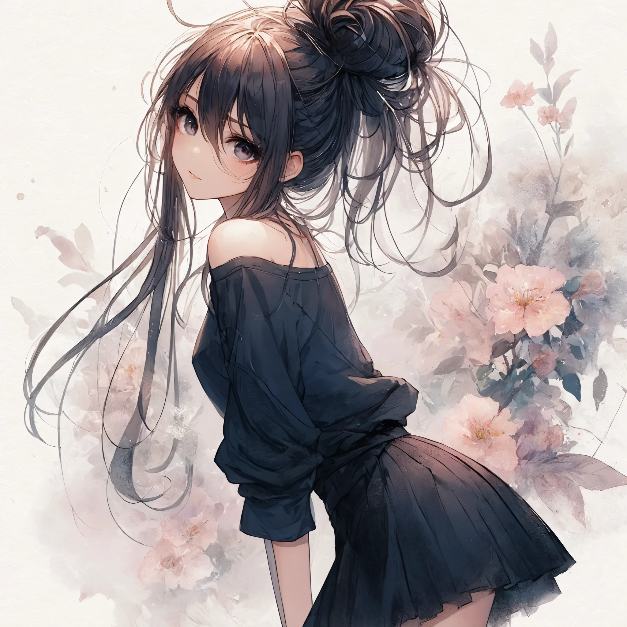 Official art using high-quality hand-drawn watercolor sketch techniques. (best quality,4k,8k,highres,masterpiece:1.2),ultra-detailed,beautiful detailed eyes,A girl with beautiful eyes, everyone, beautiful anime girl, cute anime girl, smooth anime art, anime style, elegant colors, soft lighting, delicate beautiful eyes, very coquettish, (beautiful large breast:1.2), (correct hands:1.2),