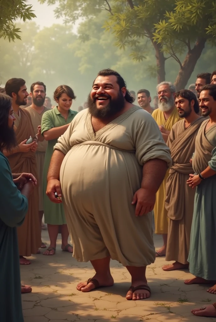 Generate an allusive image and insert the text "the day of the fattest brother"
