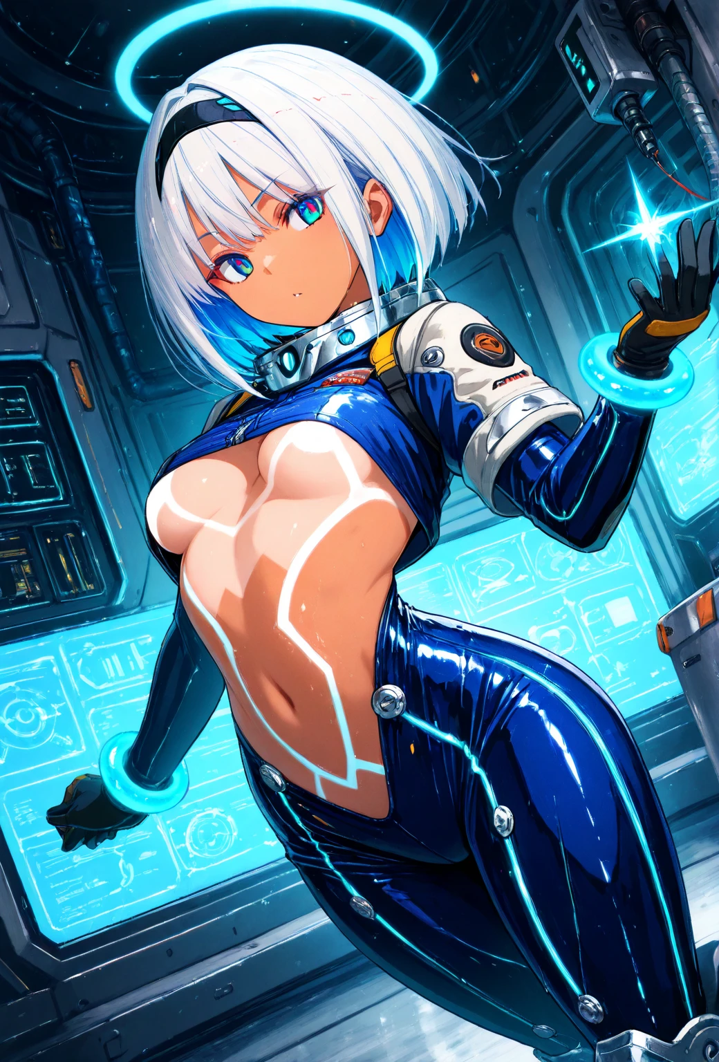((((masterpiece, 32K, high quality, very_high_resolution, large_filesize, full color)))), ((nsfw)), (((Hatsune Miku VOCALOID))), (twintails), ((long hair)), ((grey skin:1.4)), (silver metal hair), ((full nude)), upper body, (Limb restraints with arms outstretched), be taken in by a machin, ((Mechanical tentacles entwine around the body)), the body is part of the machine, fear and despair, both eyes closed, The body surface is dyed with a silvery film, silver skin, silver hair,restrained, (The machine takes in the girl), The lower body is assimilated with the machine, Ultimate physical beauty, ((inside the dark gundam cockpit)), (body glowing silvery), (super detailed skin), high resolution, high quality, CG, ((body_unite)), (tentacles), (liquid metal girl)