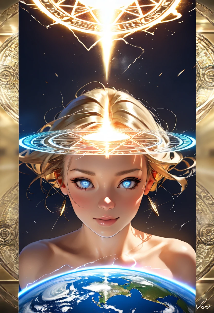 masterpiece, (Best Quality, Create High Resolution,4K, 8k),(realistic, photorealistic: 1.5),Logotype, ((((A Glowing Portal )))),  Earth, water,light,Inflammation, shines brightly, flash, wind,  Magic Circle Circles, Mandala,    abstract,   fractal  ,   pattern,   gold&Silver,  Creative,  art station, vector,  golden ratio