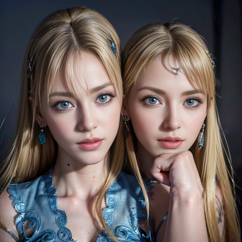 blonde girl in a purple dress and a white headband, irina nordsol kuzmina, blonde hair and large eyes, profile image, anna nikonova aka newmilky, Aurora Axnes, purple eyes and white dress, angelawhite, selfie photography 8k, a girl with blonde hair, long blonde hair and big eyes, Angelina Stroganova's cuts fall with frosty freshness