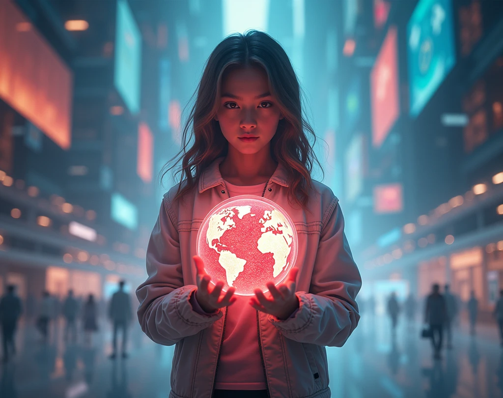 girl CHILD 10 years old, blonde straight hair very long REDHEAD, PORTRAIT STYLE, CLOSEUP, of a plasma ball with a red ball in the middle, plasma globe, a large sphere of red energy, plasma charges, spinning plasma, aura of electricity, plasma, inner glow of plasma neon, energy spheres, colored plasma hairs, lightning arc plasma, tesla coil, electrons, plasma rays, electric aura, glowing sphere, purple energy, electrifying