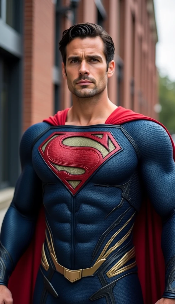 ((Men only)), (head shot), (full length shot (fls)), (handsome muscular man in his 20s), (superman), (Superman, a fictional superhero, is characterized by his chiseled physique, blue eyes, dark hair, and iconic red and blue costume with a bold "S" emblem on his chest), (Chris Redfield), (Mischievous smile), (detaile: 1 in 1), Natural muscles, HIG quality, beautidful eyes, (Detailed face and eyes), (Face、: 1 / 2), Noise, Real Photographics、... .................................................................................................................PSD, Sharp Focus, High resolution 8K, realisitic & Professional Photography, 8K UHD, Soft lighting, High quality, Film grain, FujifilmXT3 , thighs , hips , sexy , nsfw , 🔞 wide hips , wide pelvis