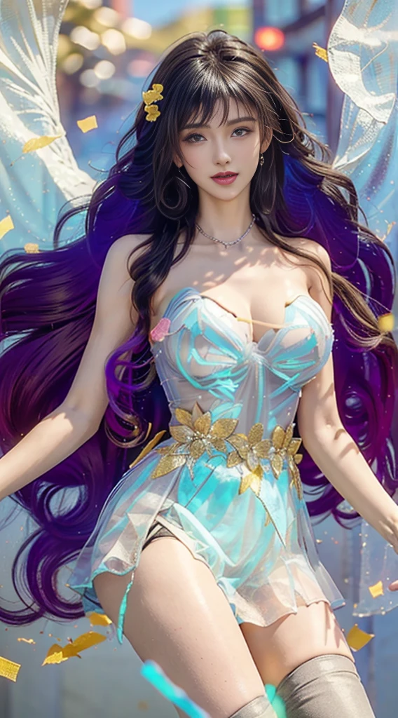 beautiful sexy model who controls poison、beautiful smile、lipgloss、long lashes、intense makeup、look at the camera、full body Esbian、、sparkling poisoned flower costume、、、、shiny sparkling multicolor hair、secrete poison、skull hair accessories、sexy tights、shiny sparkling flowers background