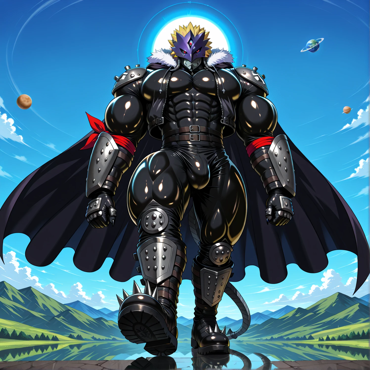 (masterpiece. official art. 8k. best quality. detailed full body. full body.)
(situation 1 : dominating Solgaleo. Solgaleo is over 1000 meters long. focus GIANT mechanical Muscular Solgaleo is trampling the city. Looking down. macro. stomp. Low-angle perspective. emphasizing the immense size. raising his leg about to stomp tiny city. low angle.)
(situation 2 :smoke and flames rising from the destruction in the city)
(Additional details 1: Its nanosut emphasizes the muscles. wearing crNanosuit. nanosuit. creating crNanosuit. black visor. wearing a full-face helmet. hero in anime style. The head is also black in color.)
(Additional details 2: (Detailed head. Detailed Body. Detailed abs. gigantic muscles. HYPER MUSCLES. Gigachad Muscular. big muscle. pecs. triceps. traps. unusually developed muscular body. body full of huge muscles. showing off muscles. pectorales enormes. Exaggeratedly huge muscles. huge muscles. long legs. bodybuilders body.).
(Additional details 3: Spread wings. It has wings. have big wings. black wings. The claws are sharp. Sharp teeth.5 toes).
(Additional details 4: black color hyper penis. hyper black penis. big penis)