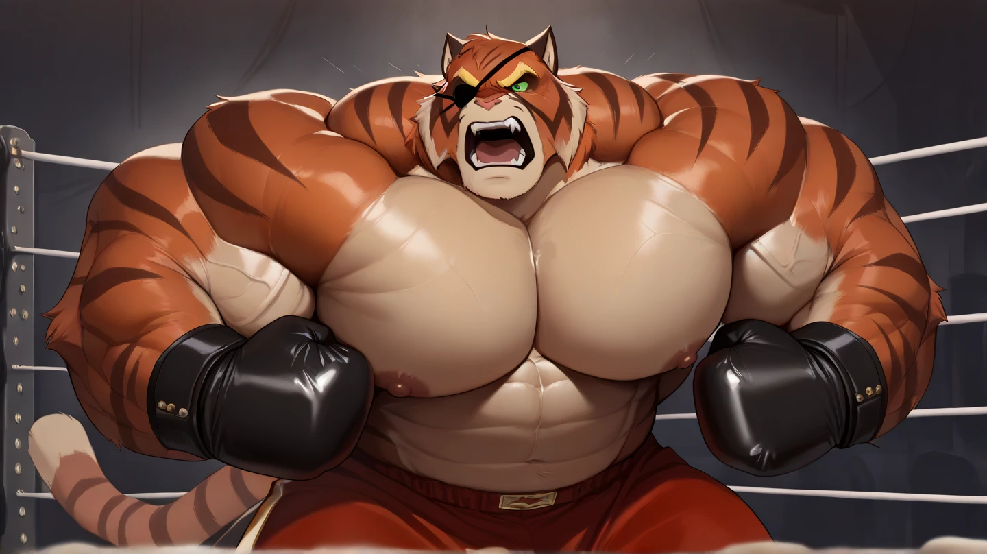 furry, anthro, male, ((solo)), white tiger, tiger, white fur, white skin, tiger pattern, huge body,(cute:1.8)
(((((by luwei, by rossciaco, by kumayaki)))by null-ghost, by estper, by sollyz, by takemoto_arashi, by milkytiger1145)) (by bakemonoy, by istani, by hyaku:0.5)
(((high detail:1.2, absurd res, good anatomy, eye highlight)))
(mature, masculine,Bodybuilder,strong pecs,vascular veins,huge pecs, manly, handsome, very smug smirk,),(bulging (biceps:1.5), bulging triceps, massive lats:1.5),(Flexing),((detailed eyes, black thick eyebrows)),
nude, nsfw, ((face focus, icon style, open mouth, tongue out, cute smile)) (saliva, bodily fluid)
blush, ((bedroom eyes, narrowed eyes)),
indoors, bedroom
((looking at viewer)), (((high angle view(from above))))