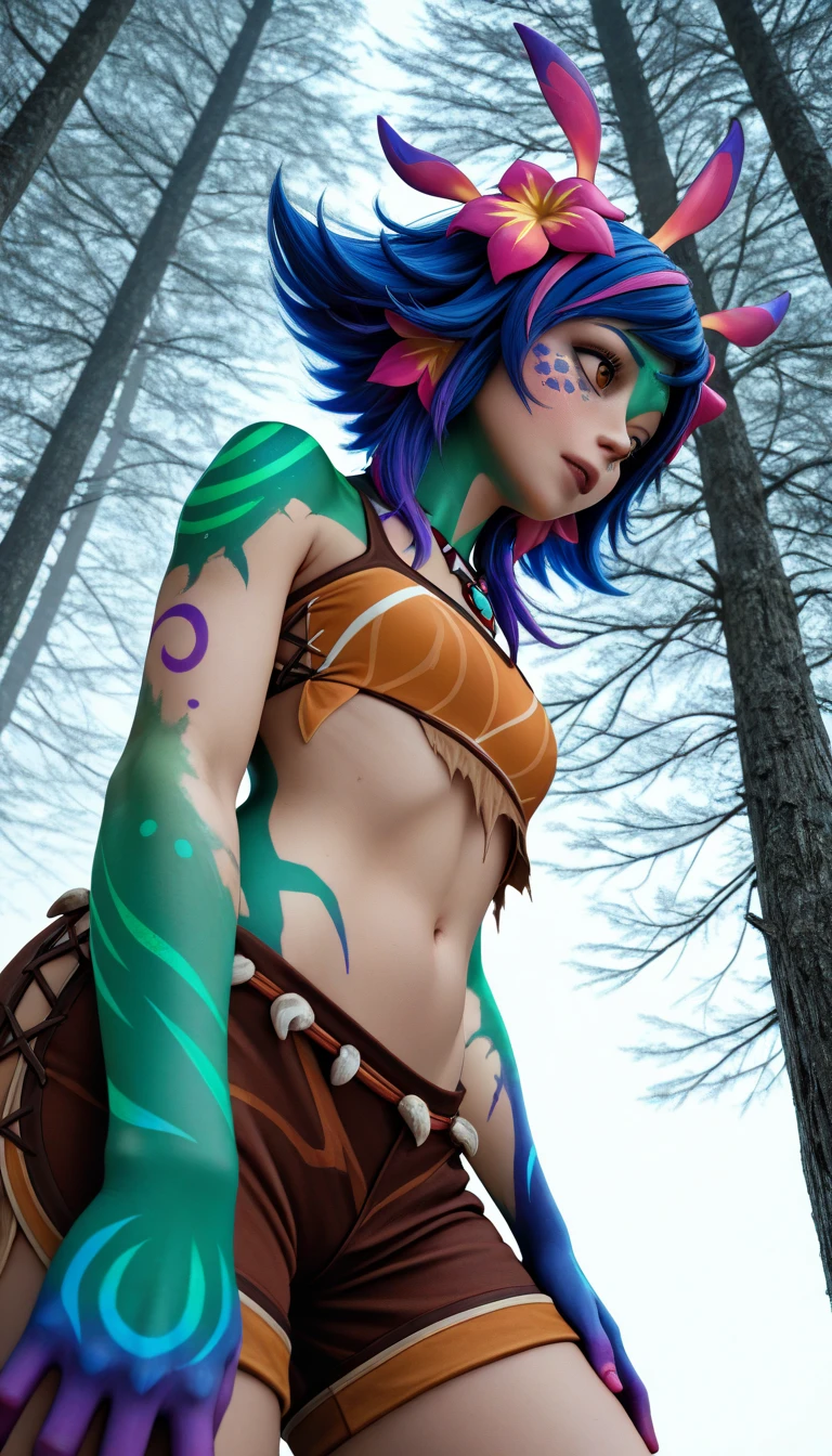 neeko, in the forest, sunshine, small breasts, action pose