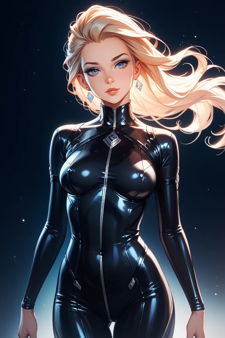 realistic, best quality, (masterpiece:1.2), absurdres, (1girl, solo), fashion photography of superhero, lips, small breasts, beautiful, makeup, mascara, lip gloss, blonde hair, a beautiful woman wearing Black Canary Costume , full body portrait, soft design, natural lights, looking at viewer, (Dark midnight Gotham City background:1.3)