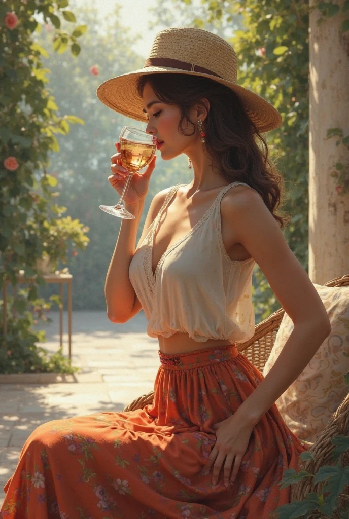Woman in pastis in skirt