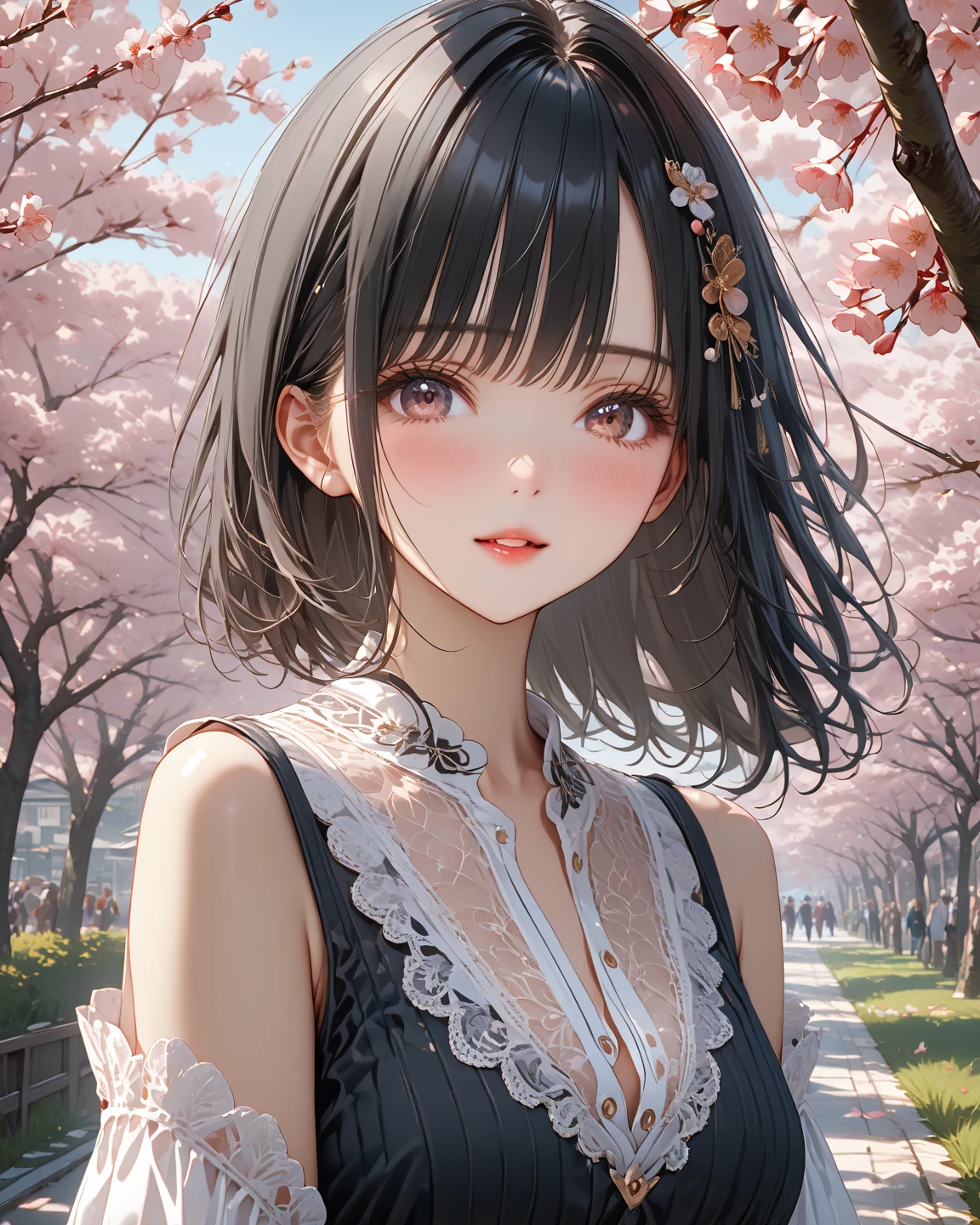 16 years old, fair, short hair of pear blossoms, cute, flowers, JK, --auto --s2