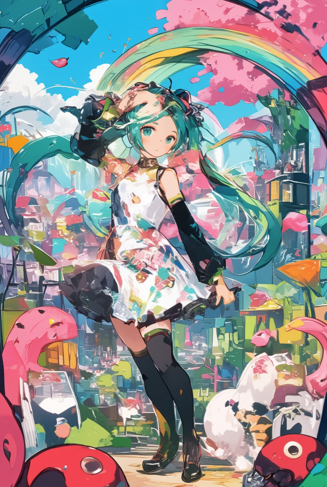 ( masterpiece、 Best Quality、 Best Quality、公式art、 beautiful and beautiful :1.2)、(one girl:1.3) Hatsune Miku、twin tails, beautiful breasts,multiple views, pencil happentch, (happentch:1.25), best quality, Graphite \\(medium\\), happen, gradation , rainbow, Note, Line Draft, 高resolution, ABSARD DRESS, (超高resolution:1.1), ( illustration of a woman with a penis :1.1), ( Infographic:1.2), pajamas, (Coherent Background :1.15), (Alone), perfectly drawn hands , standing, cohesive background , paper, action, (detailed manga illustration:1.1),
Guzzling ,
Full, twin tails, 1 girl, pointed ears, round face, white hair, green eye, Elf, long hair, earrings,1 girl, woman, short hair, short bang, Beautiful Detailed Eyes,open your mouth,small breasts, outdoor,wind, fantasy, game cg, break,(artist:Mitsumi_Misato),artist: Mount Fuji,artist:Coconoca , break,(masterpiece), (best quality), (super detailed),( detailed lighting), wopen leg, latest, beautiful illustrations,super detailedスキン, (masterpiece), (best quality), (super detailed), wopen leg lighting, latest ,hi resolution,absurd_resolution, shiny skin that sticks out your butt,2023, Shady,digital media (artwork), has realistic lighting, 16k, 8k,highresolution, source_anime, official_art, photoshop_(medium)