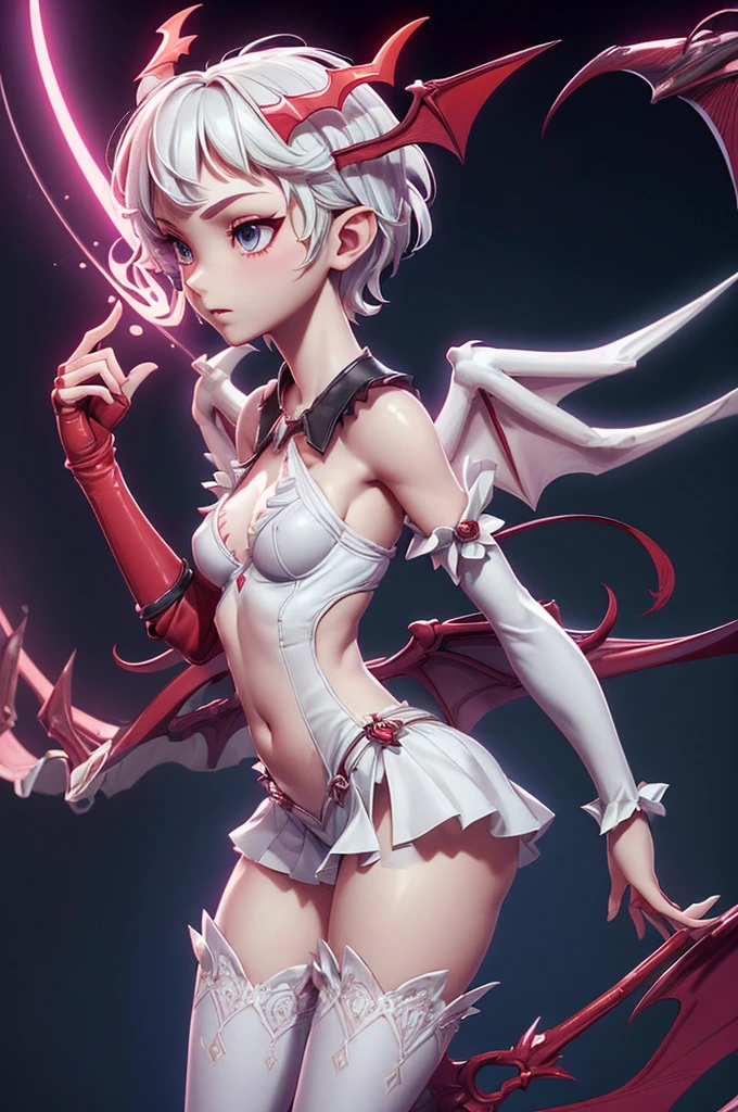 Mini Lucy Westenra castlevania, (Lucy Westenra castlevania), solo, ray tracing, 3D style, 3DMM, ((oses per photo)), ((oses ouch cada foto)), fully body,(Front view),(Costas Issue), (Emist on the left), show flat belly, (((oses per photo))),(very big breastsperfect ass, perfect and symmetrical eyes, (perfect handuturistic sword in hand)), ((short hair)),((Open wizard clothes)),white clothing with textured edges, skin fair, luouchas detalhadas, White thigh-high tights with trim, ouchestido aberto ouch "ouch", Waist slender, big legs, low water, Show legs to the top of the waist, (broken fabric falling over the legs),((open top)),ultra realistic skin, realistic human eyes,ultra realistic skin,super sensual suit,(faixas ouch torno dos seios), colorfully,top with ruffles,(pubis with a lot of volume),(extrouchamente sensual),(very sensual),(red and black thouche),(((giant bat wings))),with bat wings,delta handle bikini,((showing legs and feet)),view from below,((cracks in fabrics with red underneath)),((tears in fabrics with red underneath)),(((very detailed high level lighting))),(((raytracing))),(((couchstic effect))),(((super sexy))),(((super cleavage))),(((huge dragon wings))),(((outfit without many embellishments))),(((very large breasts with great volume))),((Big tits)),((((one shoulder thigh length))))