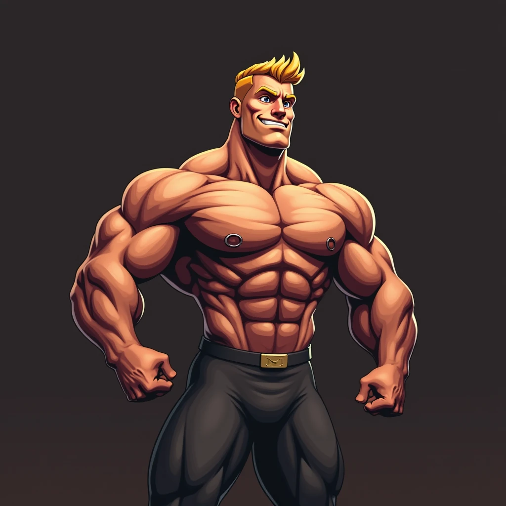 Generate the illustrative image of body builder four arms on white background