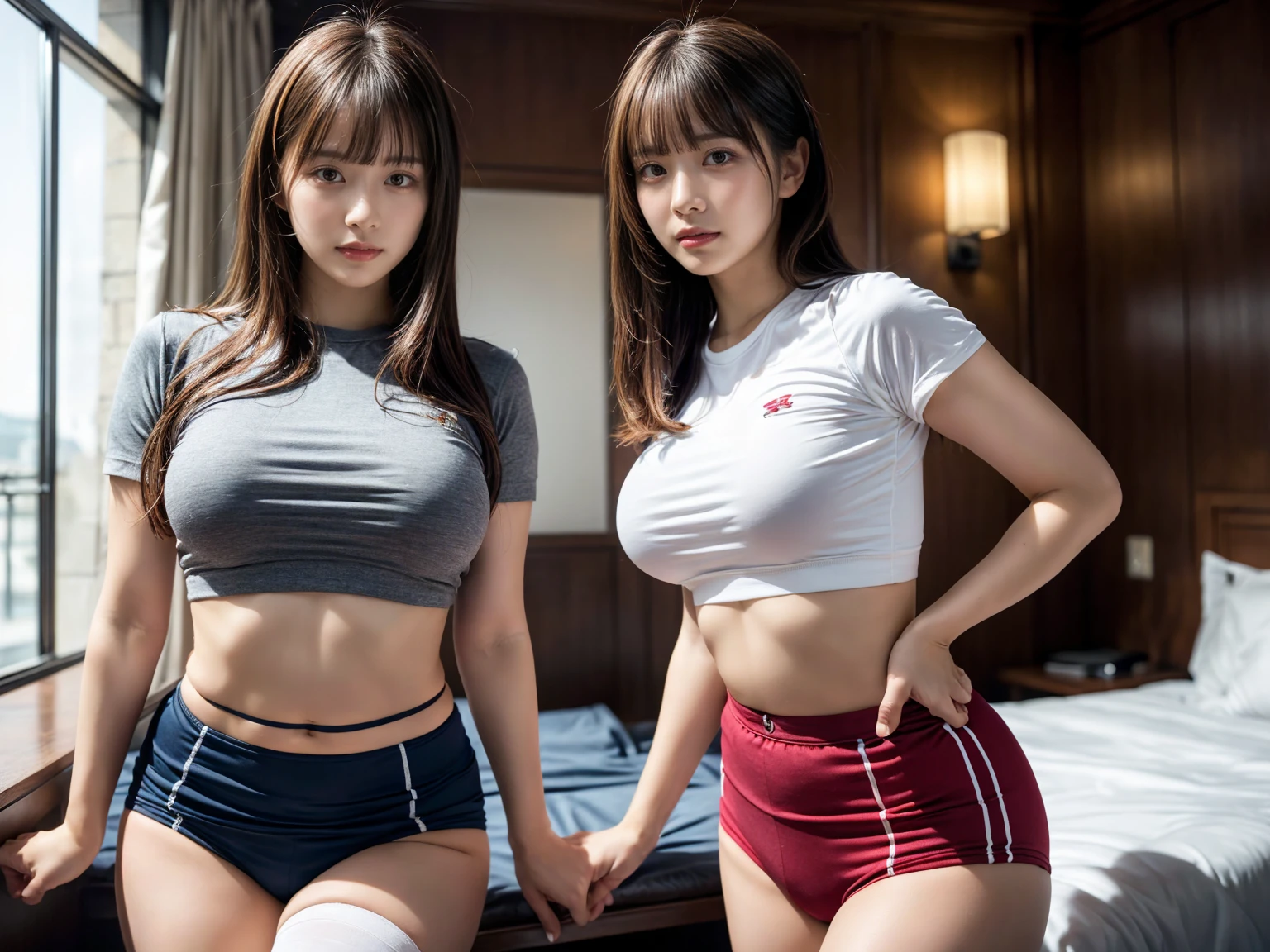 Heisei era、School-designated gym clothes(White thick gym clothes and navy thick bloomers)、Camel Toe、Big Tits、Blonde、Short Hair、The ultimate sexual climax、Most beautiful、The most beautiful skin、The most erotic
