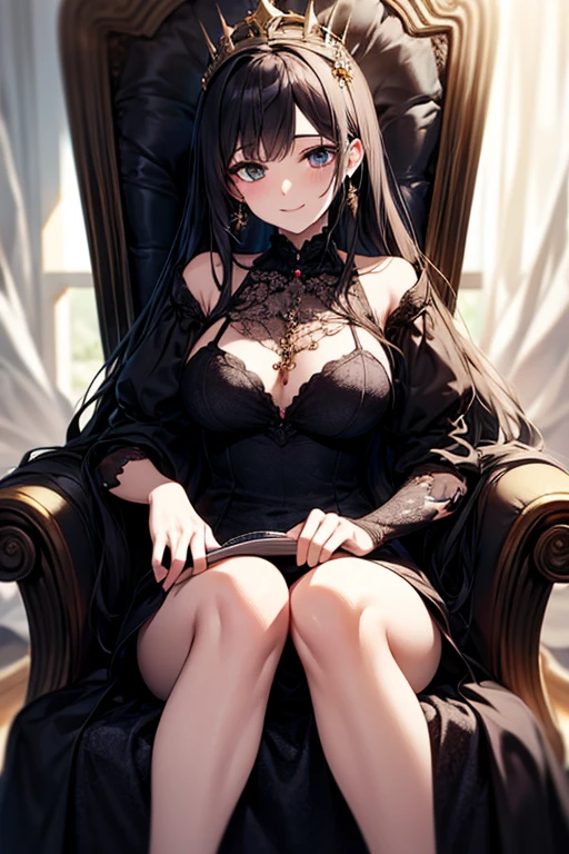 a woman playing (chess:1.2), intricate epic, magic aura, concept art, portrait, queen, 1girl, abstract background, teasing smile, wink, seduction, showing cleavege