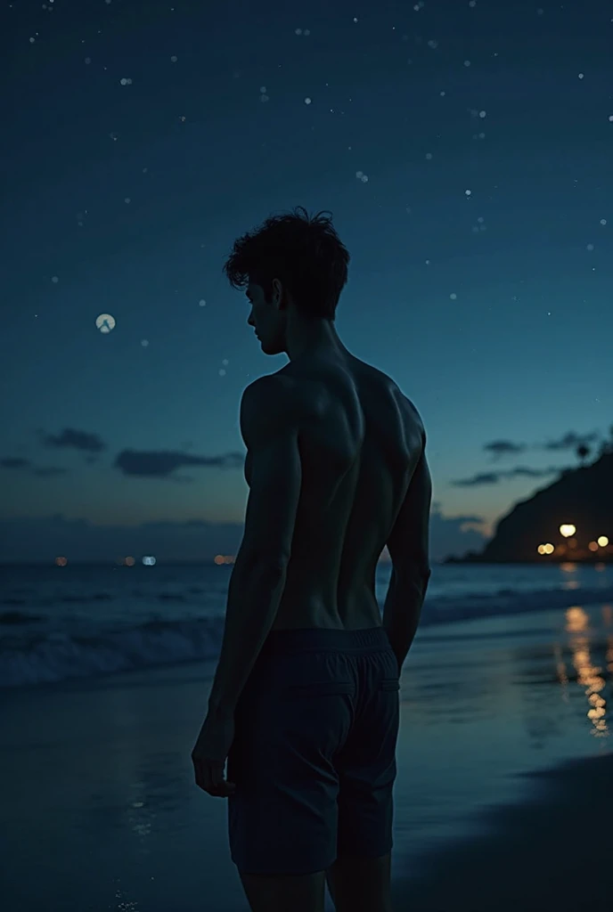  perfect body, naked illuminated by the moon 