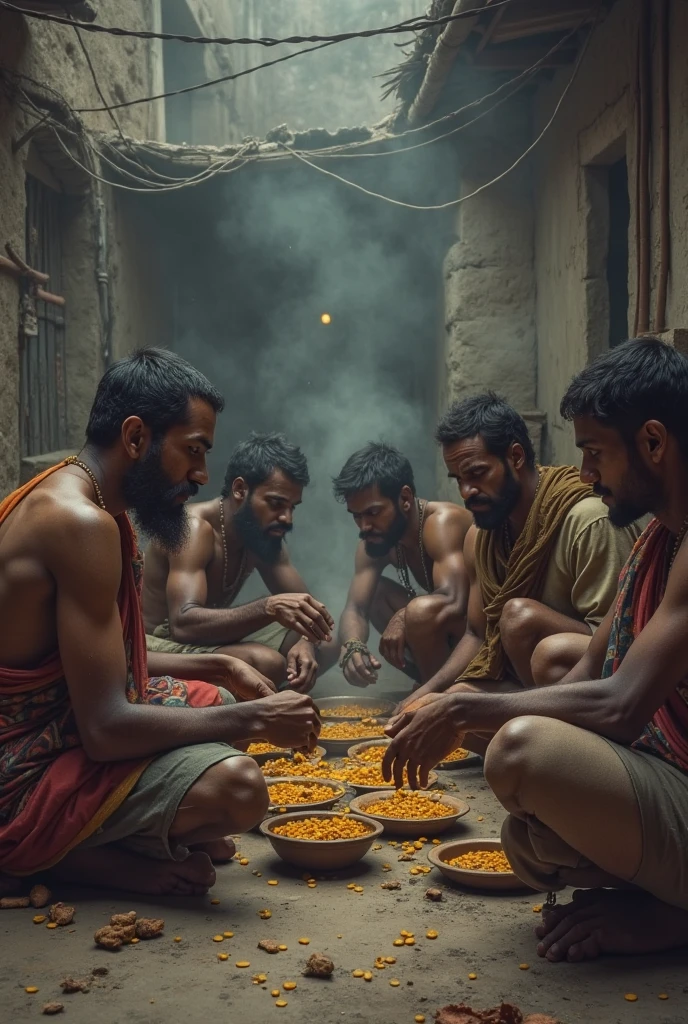 Create indian men eating poo