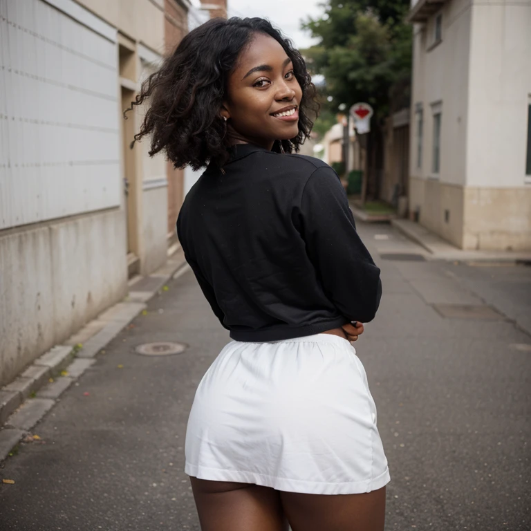 african girl, black ethnicity, wearing shorts, big ass, thick girl