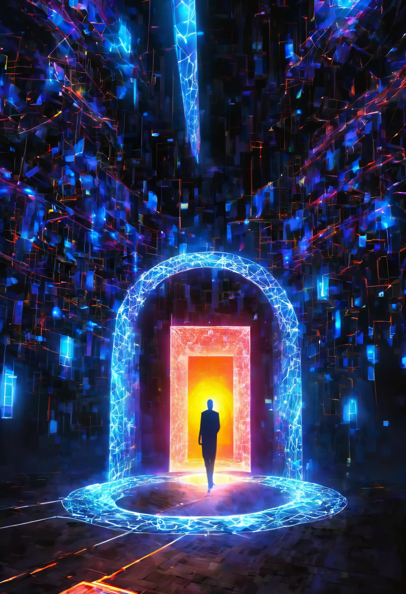 0__11Xx _Transmit and receive all sets of, A Glowing Portal, drawn by illu and the entrance, glowing network, I send, you send, we are received all, noisy Written with an illumination pen,