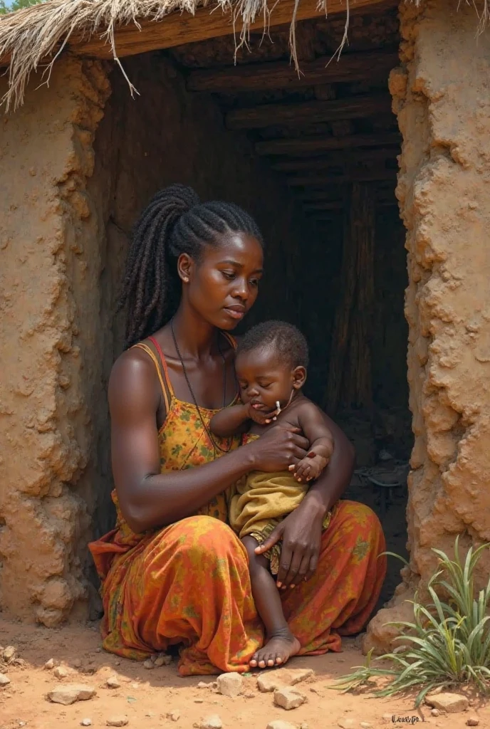 African boy and mother 3d