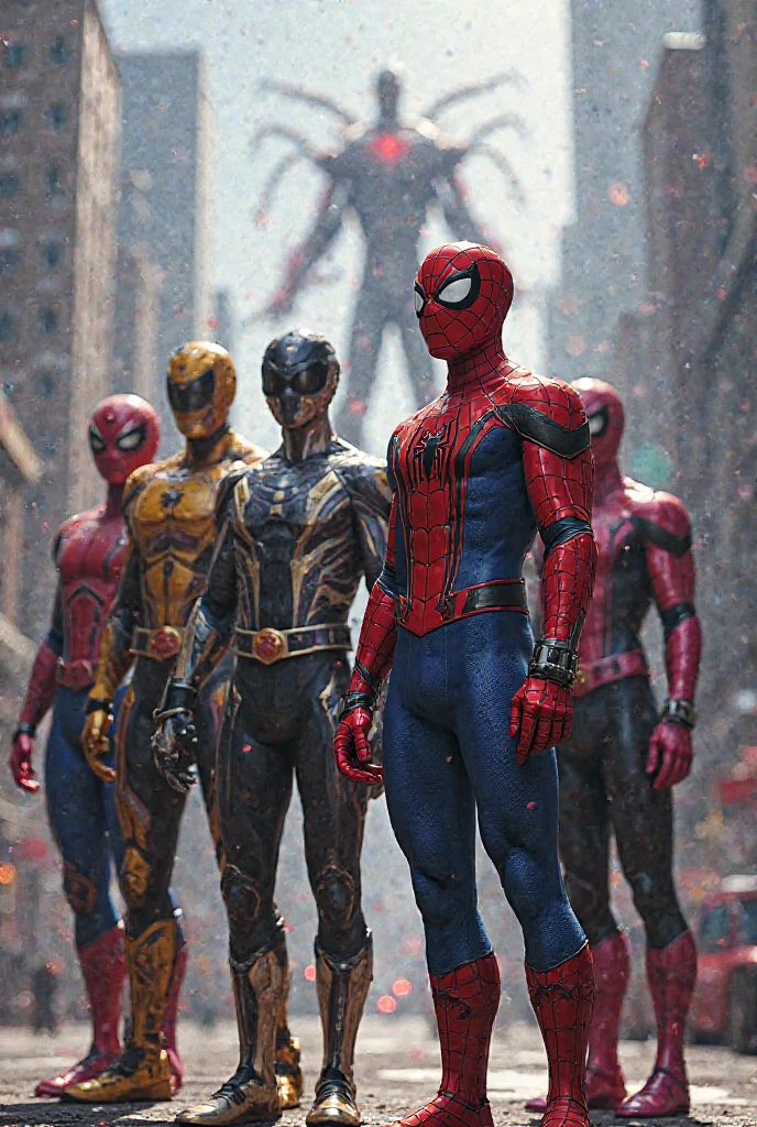 Spider man, aqua man and black panther standing together 