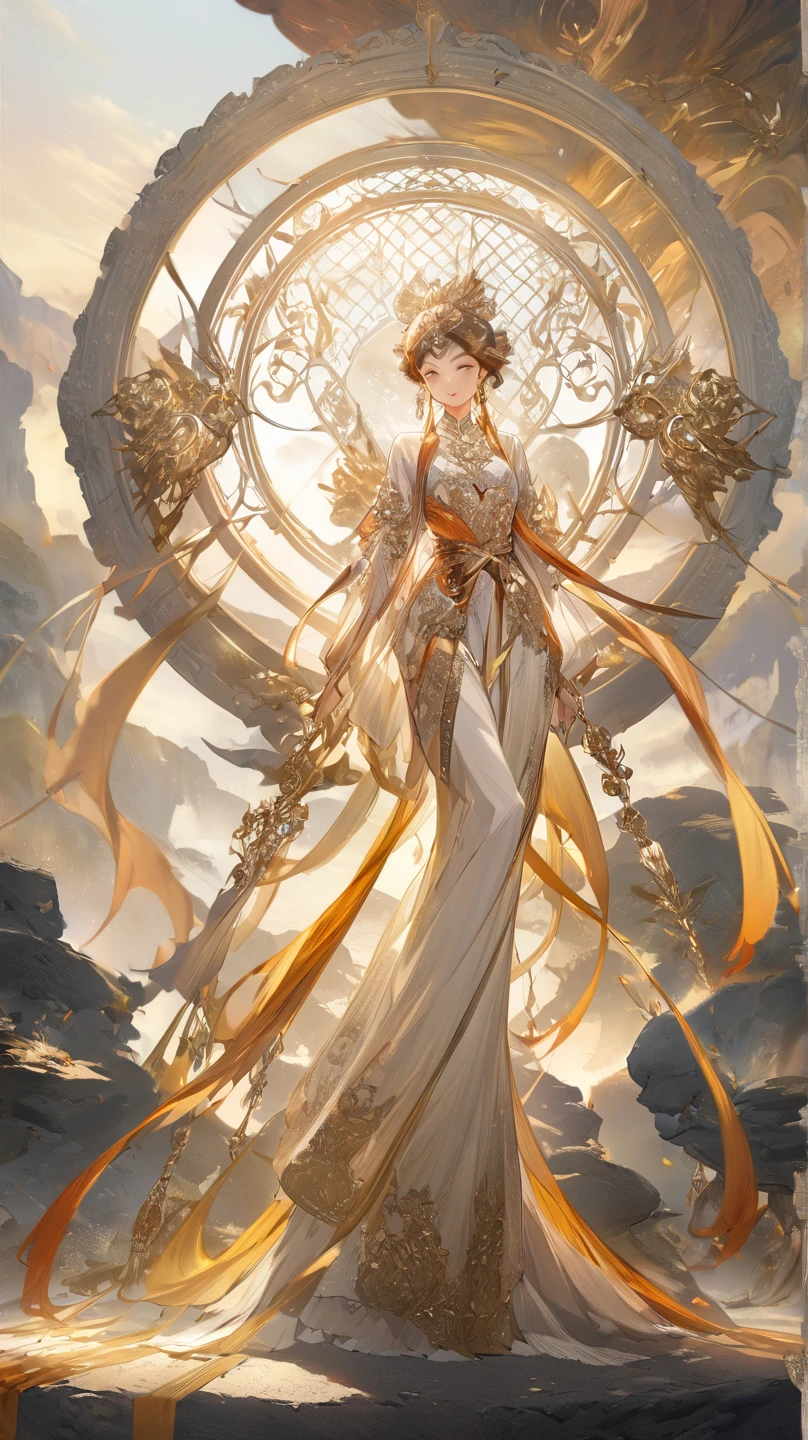 (((masterpiece))),bestquality,illustration,beautifuldetailedglow,
paper_cut, <lora:KK_paperCut_v1:0.6>, 1girl, solo, <lora:nvwushen-000020:0.4>,quan,full body, gold foil,gold leaf art,