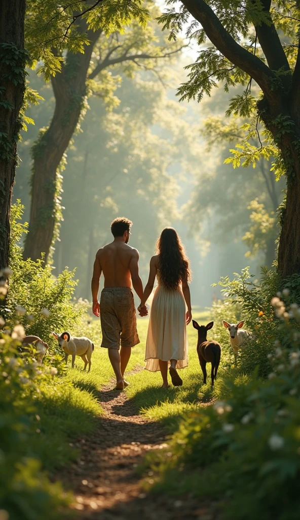 I was hugging a girl in a garden, the girl was nacked, there was a dog, the environment was cloudy.