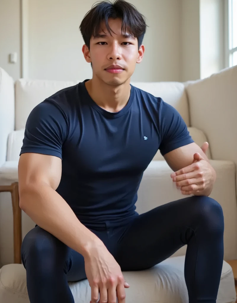 40 years old,Hidetoshi Nakata,(Kogoro Mori 1.3),whole body,Lean,muscle,office,grey socks,Suit,Feet raised,sofa,Baldhead ,transparent,Thick body hair,underwear,Topless,Densely hairy,Fortitude,HD,With a mustache
