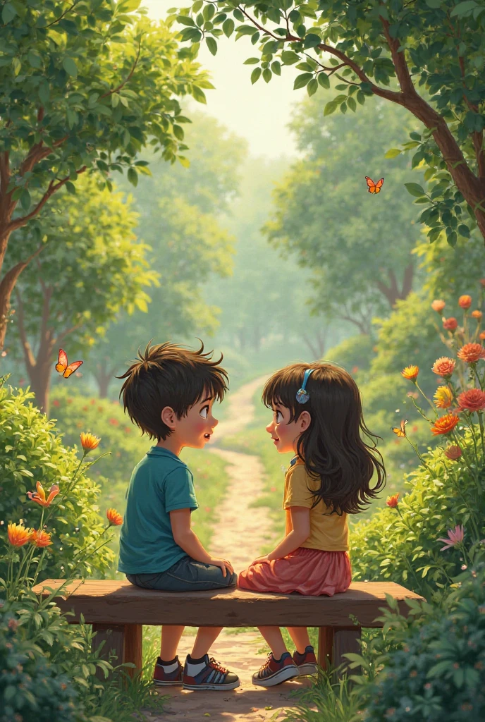 THE GIRL AND THE BOY SAT ON THE BENCH