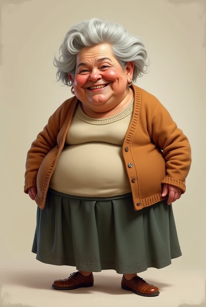 An old lady with a big belly