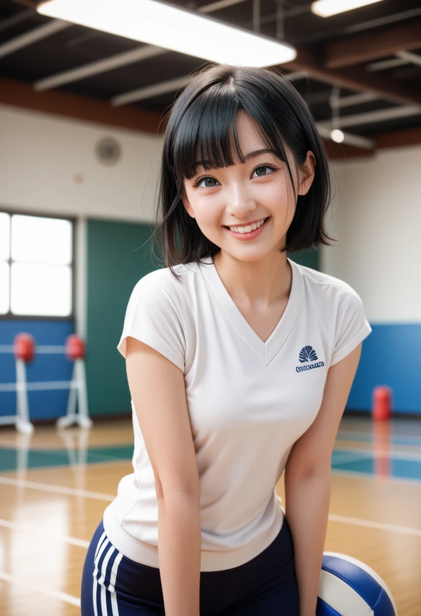 Tank top. Sunburned skin. 18-year-old half Okinawan girl. Very Short Hair. Cool look. Sports build.