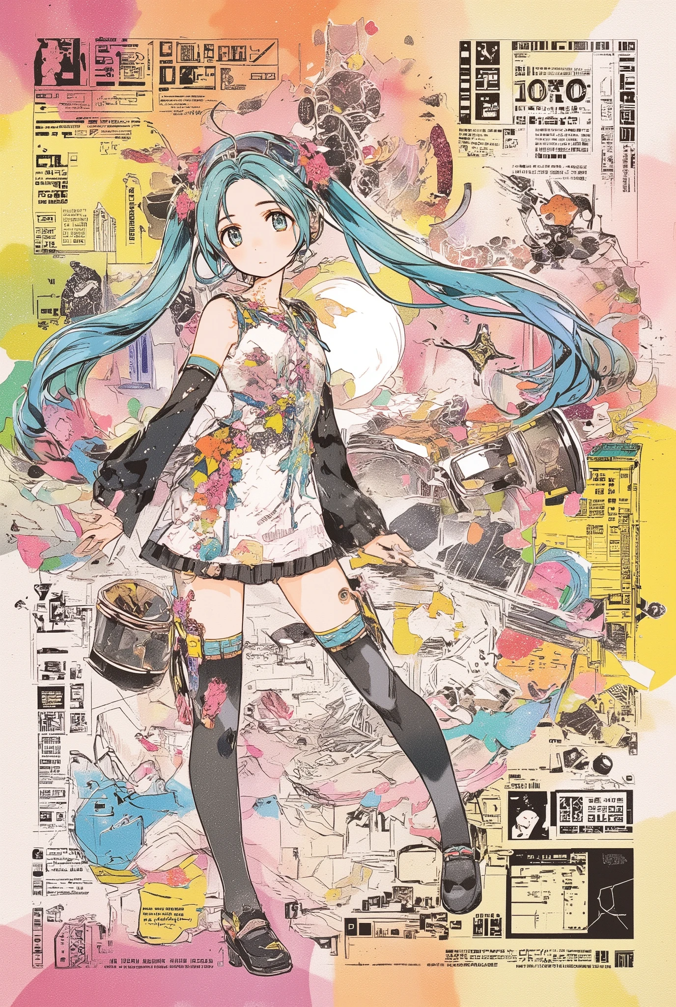 ( masterpiece、 Best Quality、 Best Quality、official art、 beautiful and beautiful :1.2)、(one girl:1.3) Hatsune Miku、twin tails, beautiful breasts,multiple views, pencil happentch, (happentch:1.25), best quality, Graphite \\(medium\\), happen, gradation , rainbow, Note, Line Draft, Hi-Res, ABSARD DRESS, (超Hi-Res:1.1), ( illustration of a woman with a penis :1.1), ( Infographic:1.2), pajamas, (Coherent Background :1.15), (Alone), perfectly drawn hands , standing, cohesive background , paper, action, (detailed manga illustration:1.1),
Guzzling ,
Full, twin tails, 1 girl, watercolor(Best Qualityの詳細なイラスト:1.2), ( cute girl:1.0), ( 1 girl, alone:1.0), ( black hair:1.0), ( red kimono, Floral:1.0), (smile:0.6), ( upper body:1.0), (超 Hi-Res, Hi-Res:1.0), Kanzashi peony