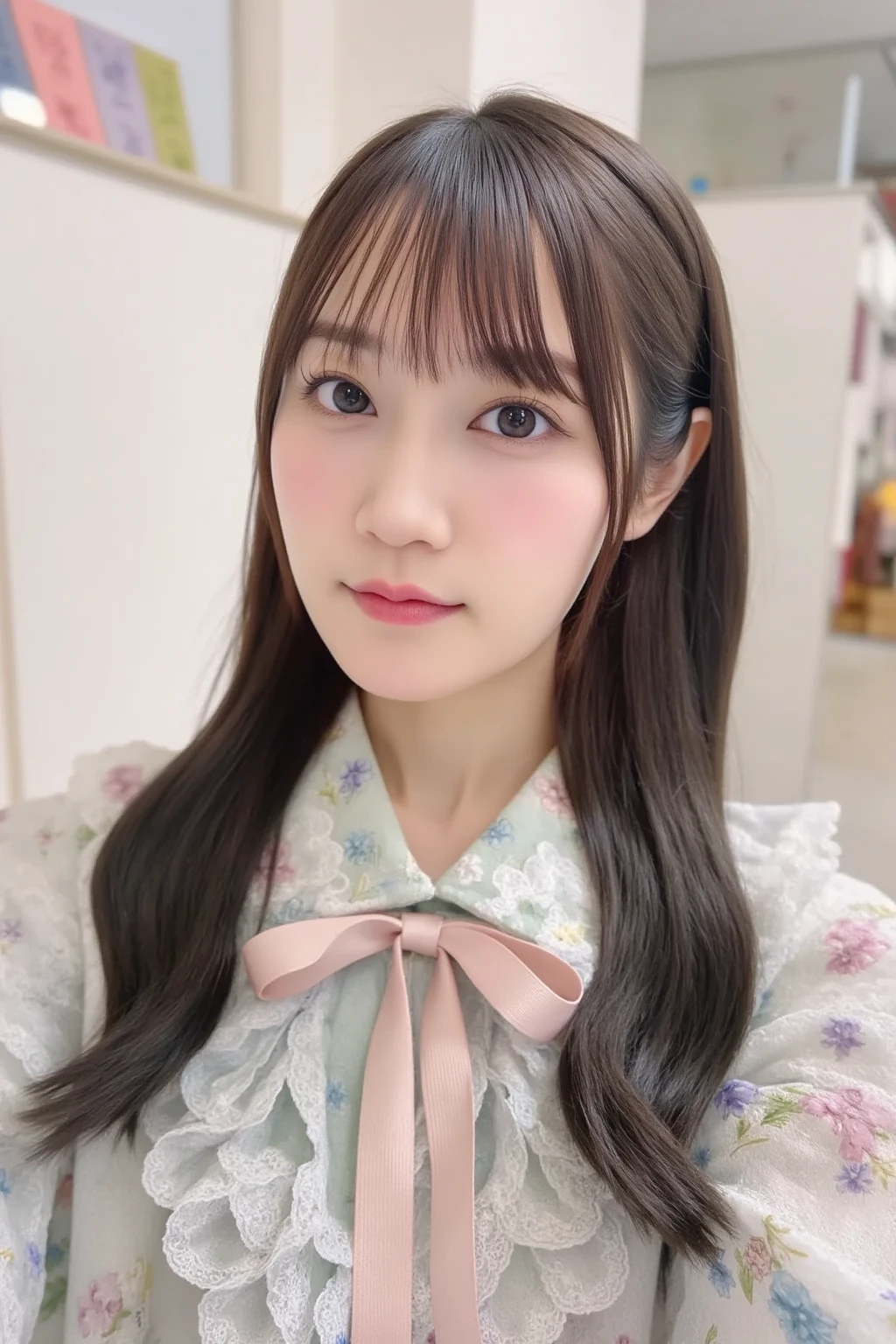 masterpiece, Best Quality,, Ultra-detailed, finely detail, hight resolution,1girl, solo, Sharp Layers hair, looking at viewer, smile, open mouth, blush, bedroom, bangs, necklace, yukata clothes, 、nogizaka、Beautiful brown eyes:1.3、17-year-old, red head, absurdrez, ultra detali, high qualiy, work of art, face detailed, gorgeous eyes(detailedeyes), a face of perfect proportions