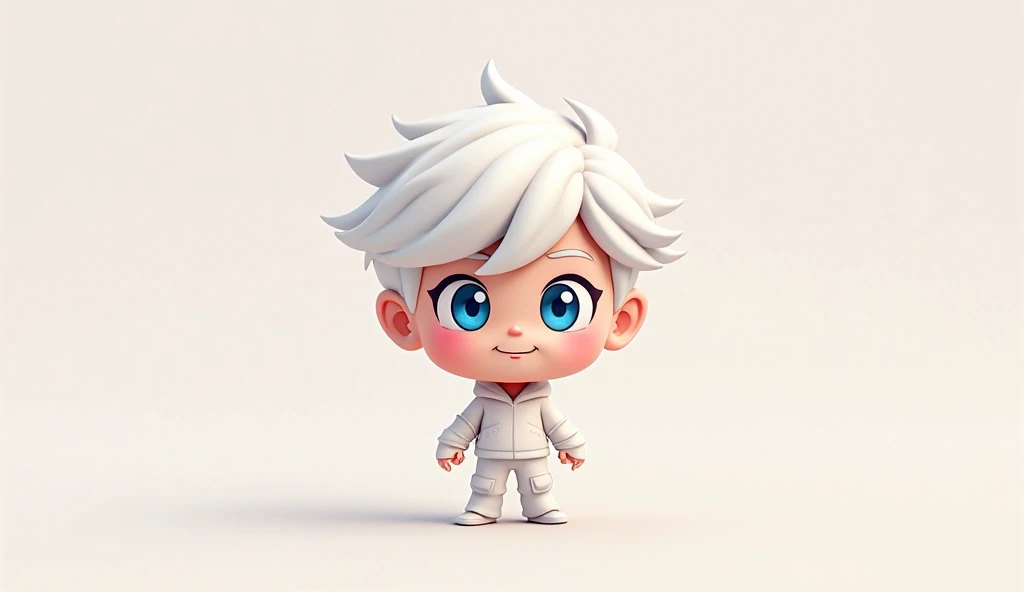 Cartoon style of a white skinned roblox character with gojo sunglasses, white comedic spikey hair, and a chill relaxed face expression