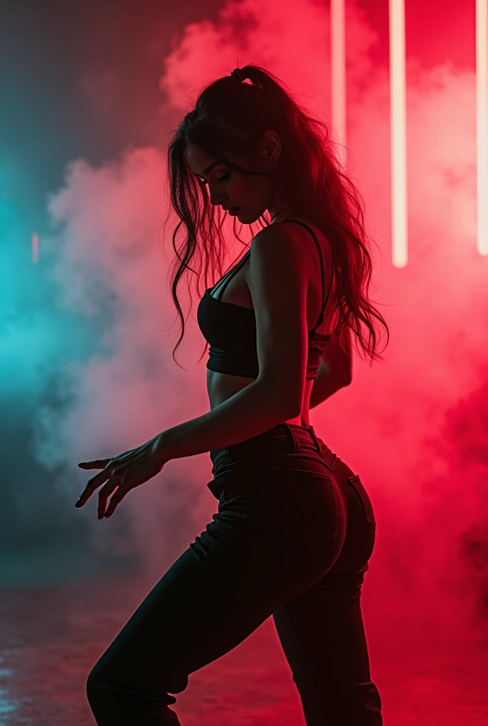 Beautiful female body silhouette, Sexy hot dance audience, Heavy rain, (Perfect silhouette), Bold and attractive, BREAK 躍動感のあるPerfect silhouette, The sharp edge of neon art, Vivid and beautiful rain scene depiction, Sexy dance poses, Soft neon lights, Realistic black light, (The background is completely black),