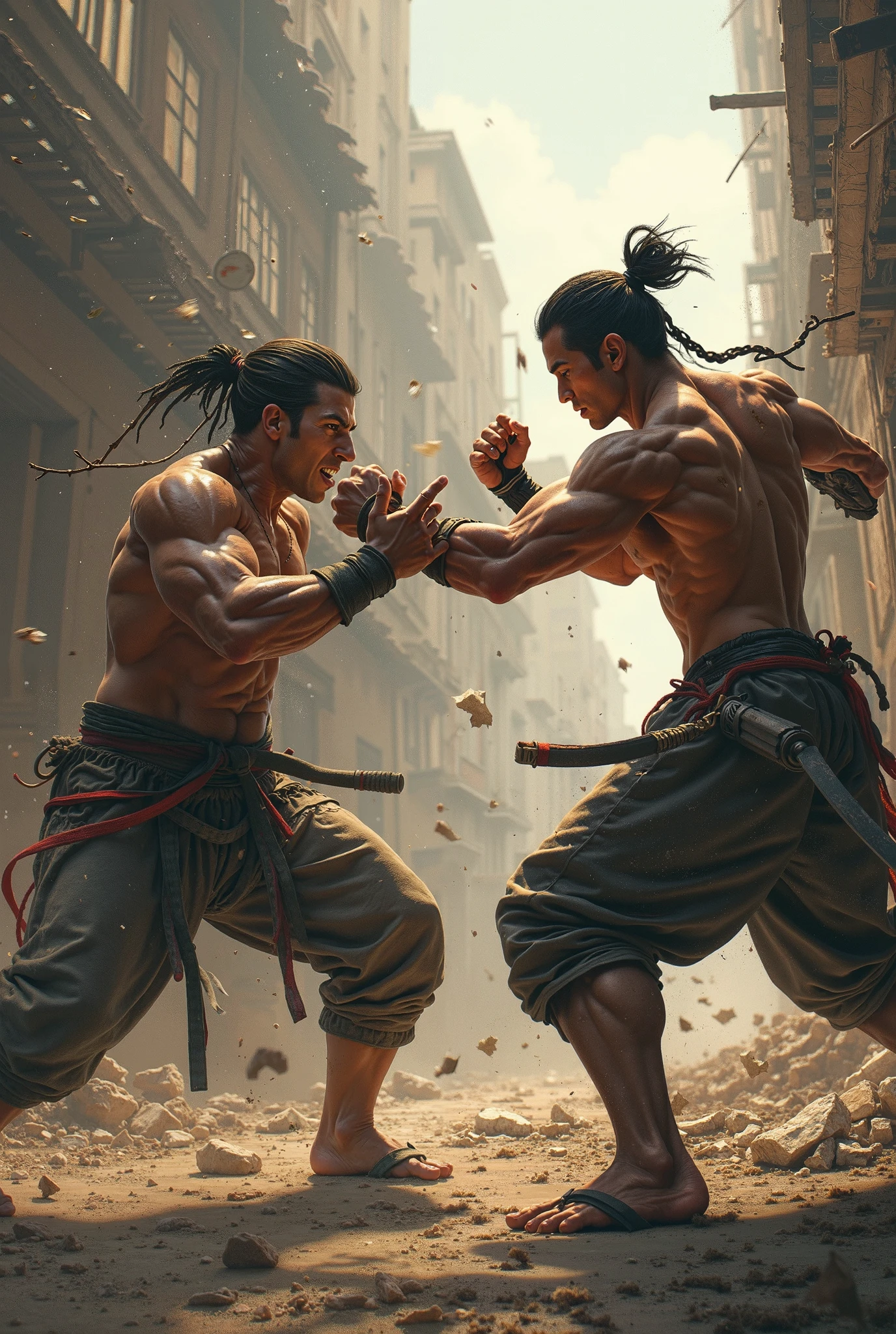 Someone hitting someone else&#39;s leg with bamboo 
