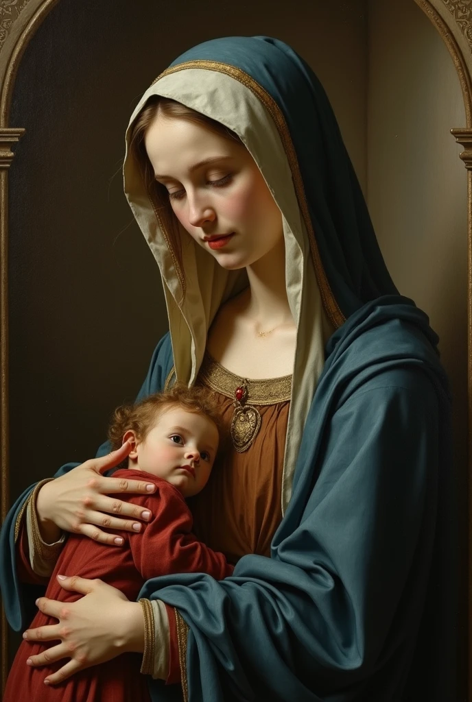 Booklet Cover: with the photo of the Blessed Virgin Mary just like the photo in the book: treatise on true devotion to the Blessed Virgin. The cover color can be any type of orange