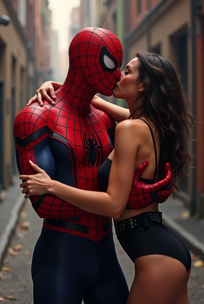 Felicia Hardy is showing her vagina to Spiderman and asking him to lick her vagina, he is inserting his fingers in her vagina under her skirt, he is fingering her, she is in ecstasy, 