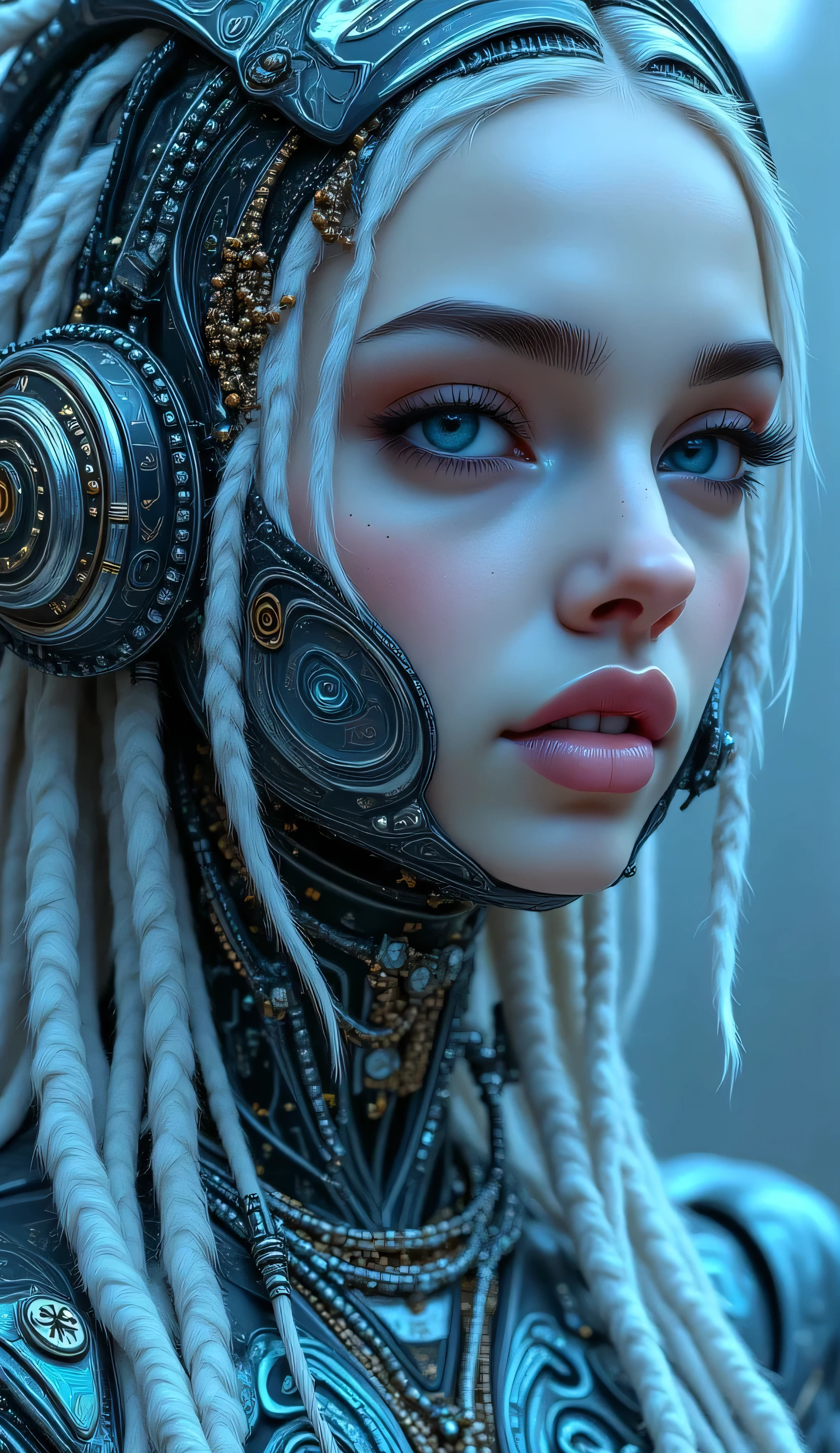 t expresses the beautiful appearance of artificial intelligence on various topics, and the background is matrix coding, Put on cybernetic goggles, A bit of pop art. It feels like a robot