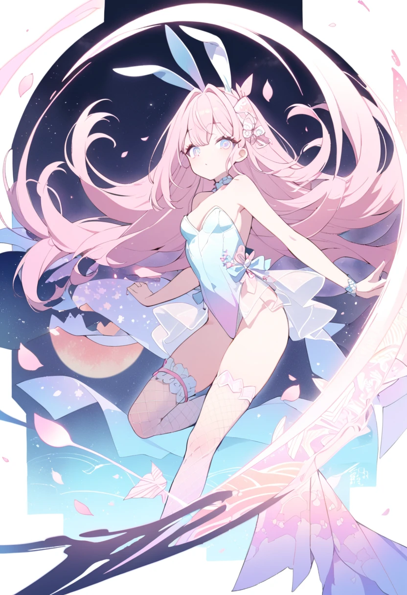 opening legs,Bunny ears,No underwear, the feet,is shy,sitted, Feet,Exposed genitals,clear liquid,Bigchest,Black fully transparent panties,soaking wet,A pink-haired,Hold your thighs from behind with your hands