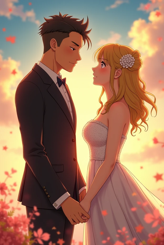 Anya anime30 year old make a Daniel aanya's boyfriend where a wedding dress change the background where is the Daniel