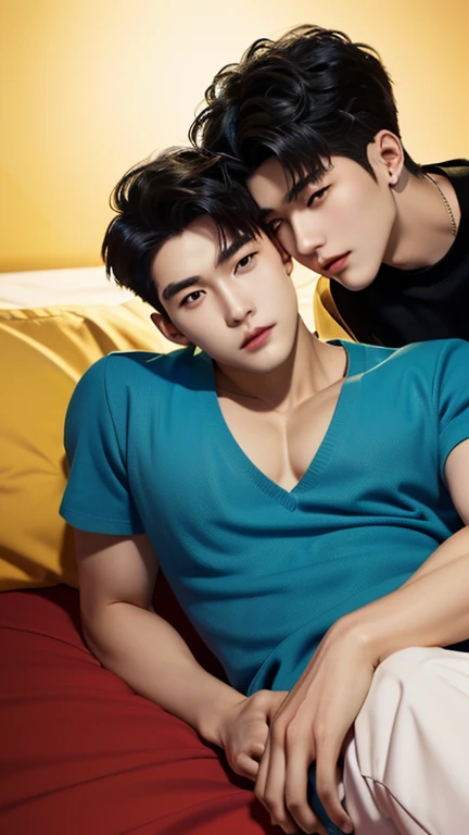 Two handsome guys 2 asian male models adult Black Hair short hair Short cut Beautiful Skin No clothes whatsoever nude You can see the sleeping face and body facing the camera. sleeping face Natural feel Close ~ eyes Nothing but people Nothing but people Gray plain background