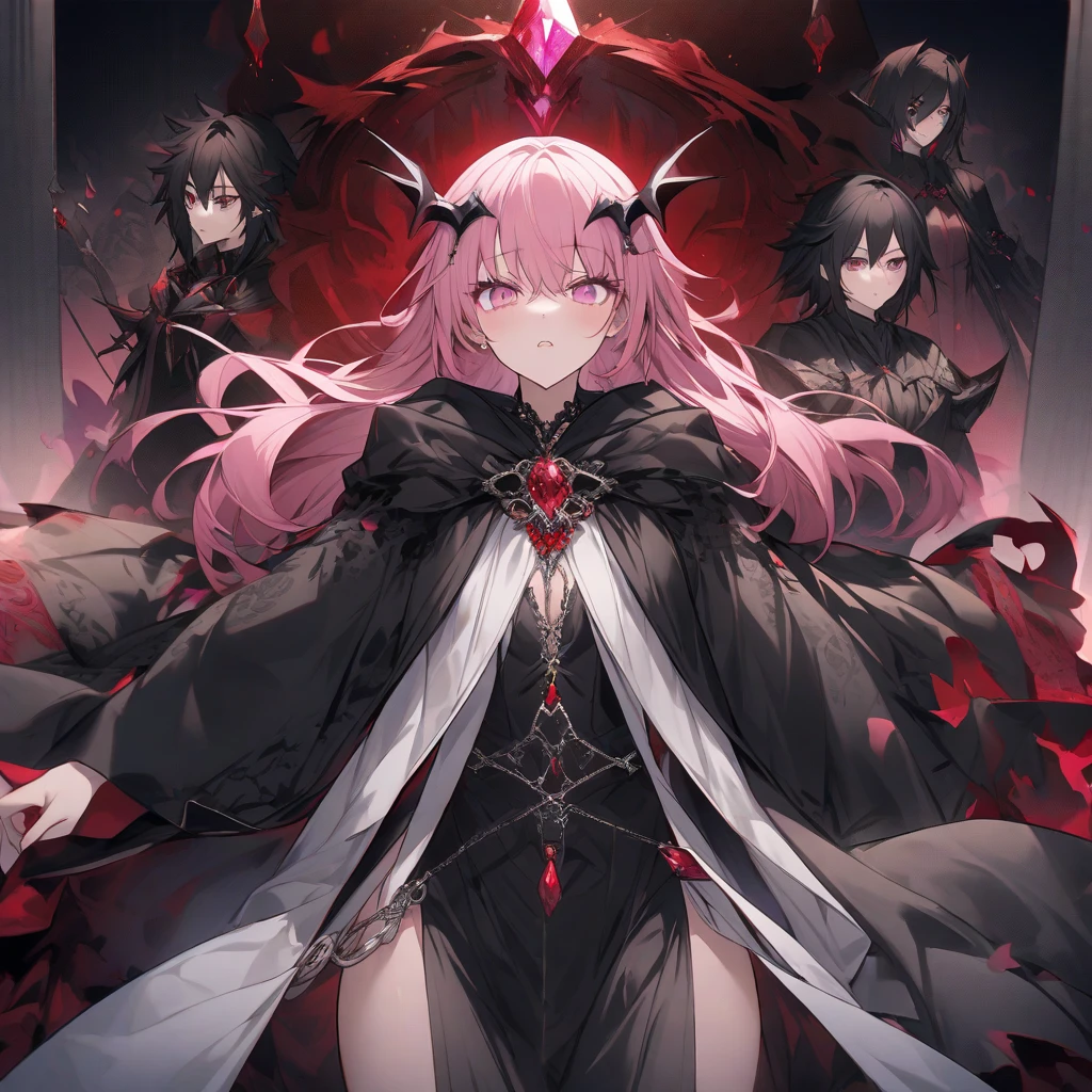 Grim Reaper with a Scythe、Pink haired woman、blue eyes